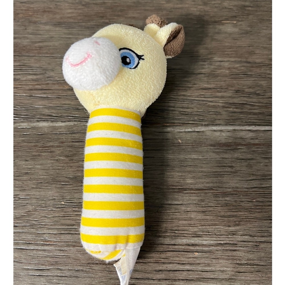 Garanimals Yellow and While Striped Giraffe Hand Rattle Plush